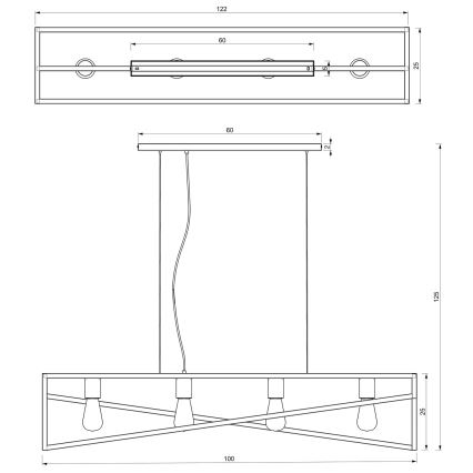 Hanglamp aan een koord GOTE 4xE27/60W/230V