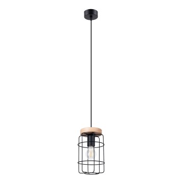 Hanglamp aan een koord GOTTO 1xE27/15W/230V zwart/beuken