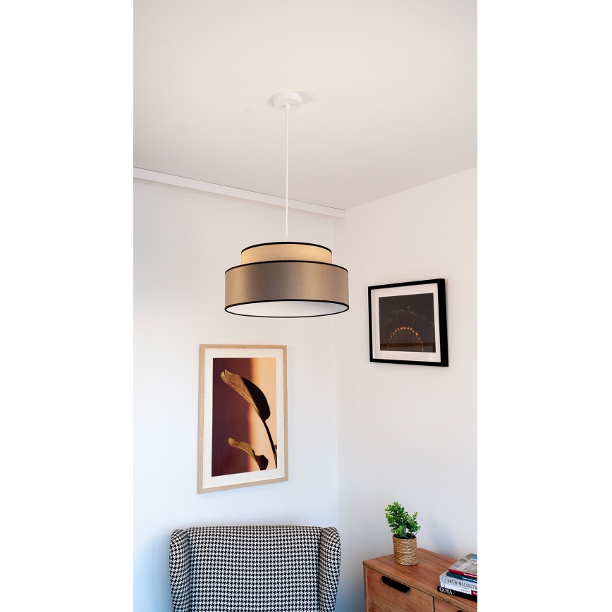 Hanglamp aan een koord GRACE 1xE27/60W/230V beige/bruin