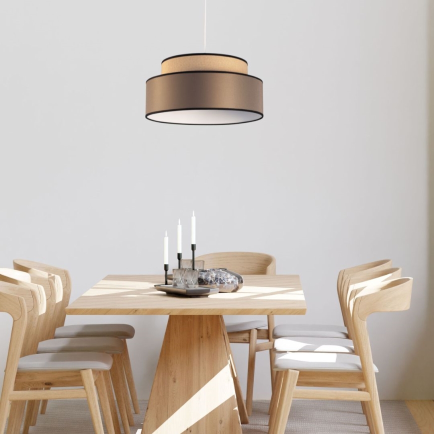Hanglamp aan een koord GRACE 1xE27/60W/230V beige/bruin