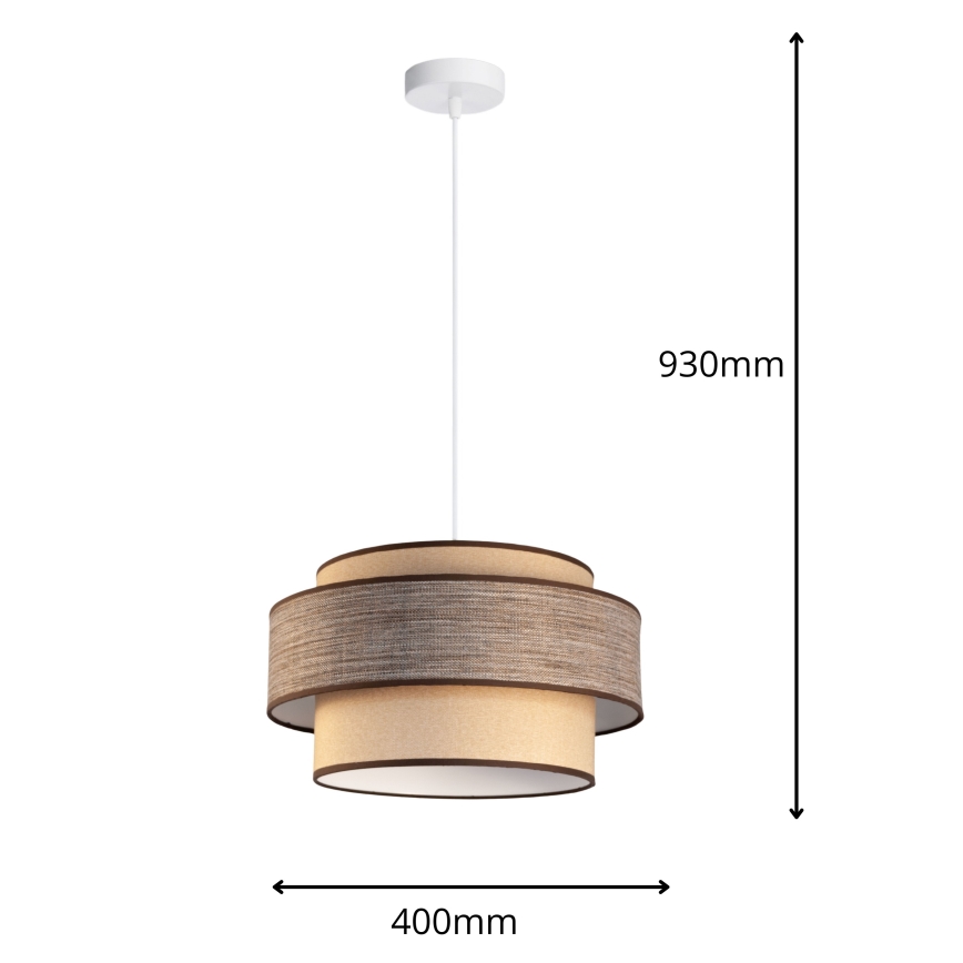Hanglamp aan een koord GRACE 1xE27/60W/230V diameter 40 cm beige/bruin