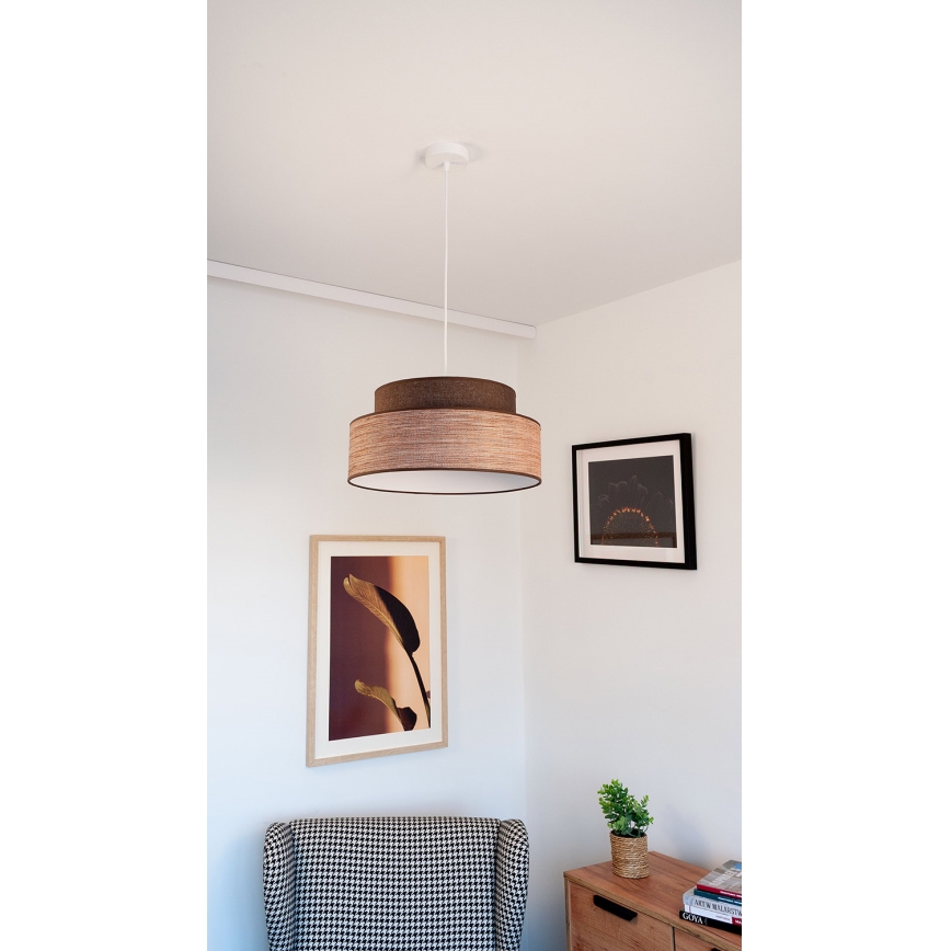 Hanglamp aan een koord GRACE 1xE27/60W/230V diameter 40 cm bruin/beige