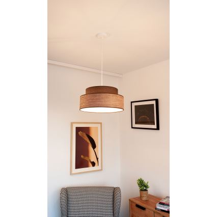 Hanglamp aan een koord GRACE 1xE27/60W/230V diameter 40 cm bruin/beige
