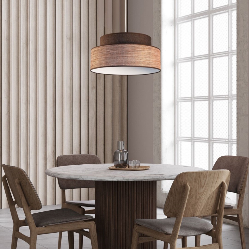 Hanglamp aan een koord GRACE 1xE27/60W/230V diameter 40 cm bruin/beige