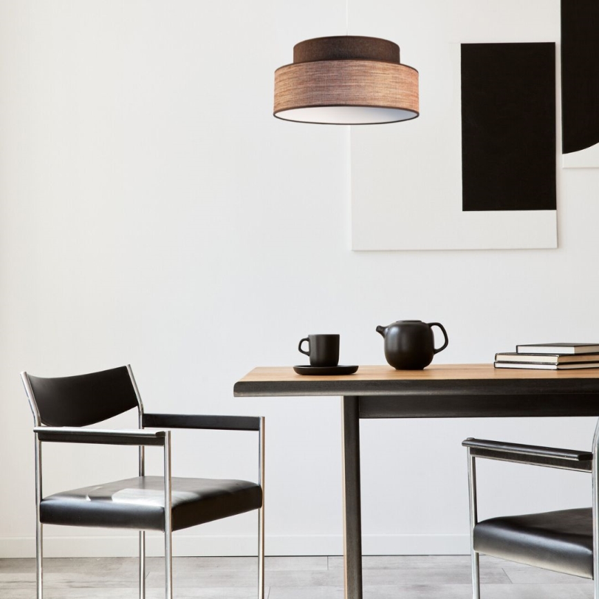 Hanglamp aan een koord GRACE 1xE27/60W/230V diameter 40 cm bruin/beige