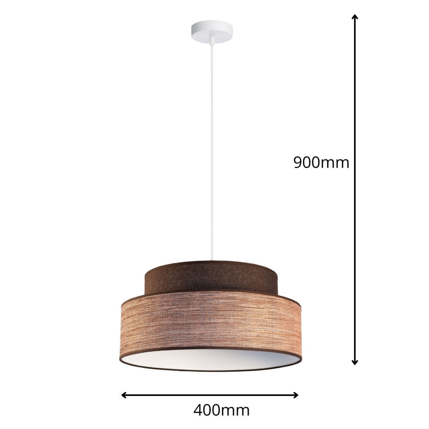 Hanglamp aan een koord GRACE 1xE27/60W/230V diameter 40 cm bruin/beige