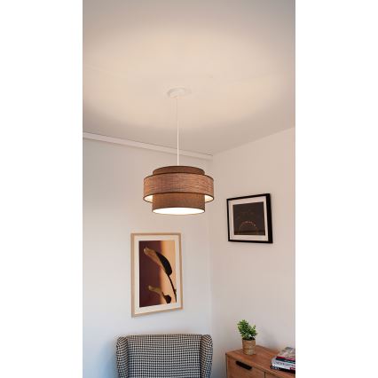 Hanglamp aan een koord GRACE 1xE27/60W/230V diameter 40 cm bruin/beige