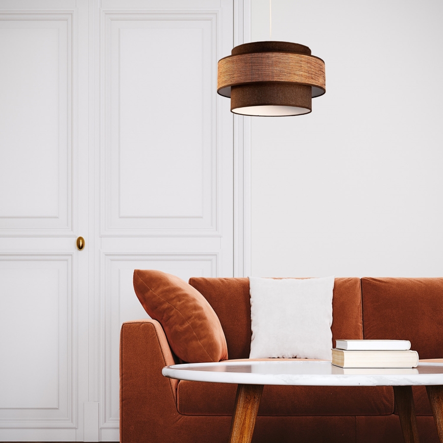 Hanglamp aan een koord GRACE 1xE27/60W/230V diameter 40 cm bruin/beige