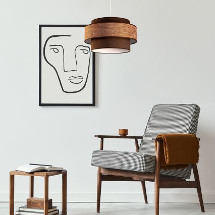 Hanglamp aan een koord GRACE 1xE27/60W/230V diameter 40 cm bruin/beige