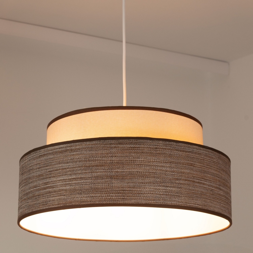 Hanglamp aan een koord GRACE 1xE27/60W/230V diameter 40 cm crème/bruin