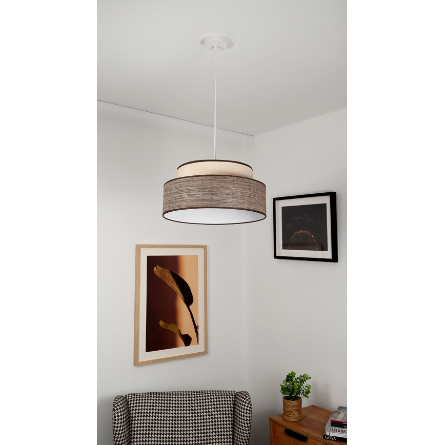 Hanglamp aan een koord GRACE 1xE27/60W/230V diameter 40 cm crème/bruin