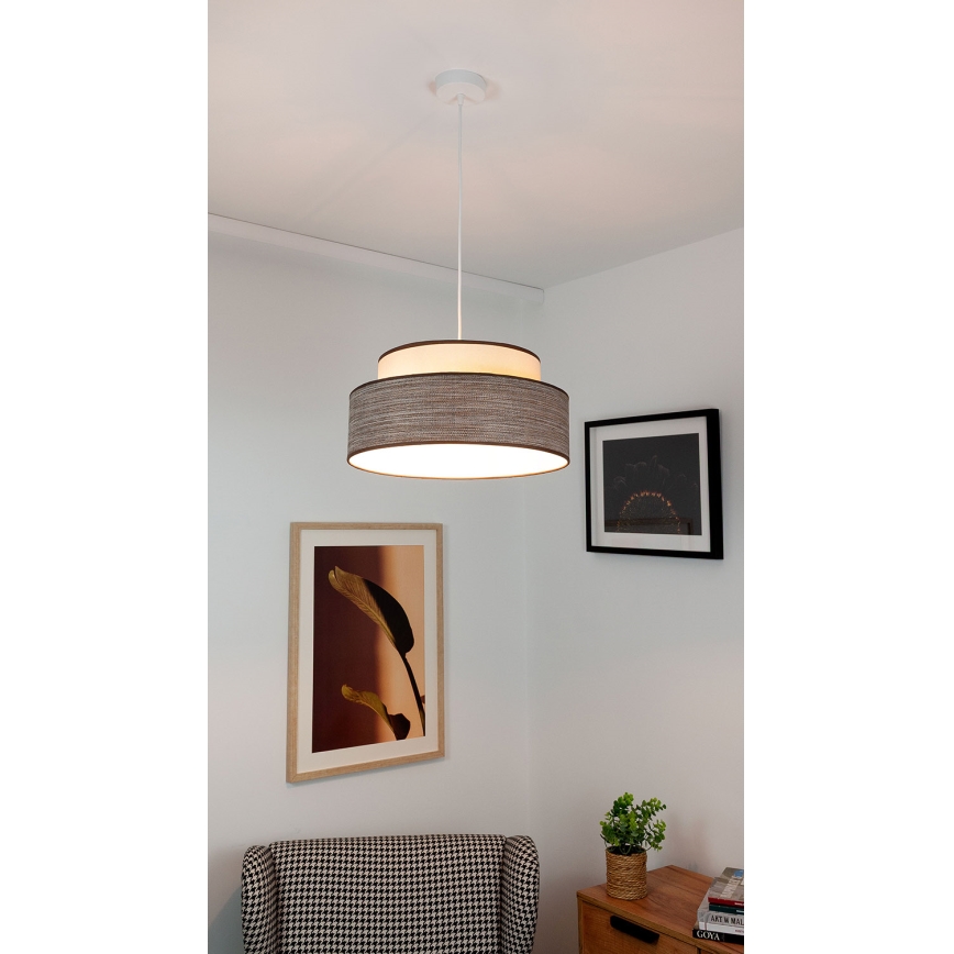 Hanglamp aan een koord GRACE 1xE27/60W/230V diameter 40 cm crème/bruin