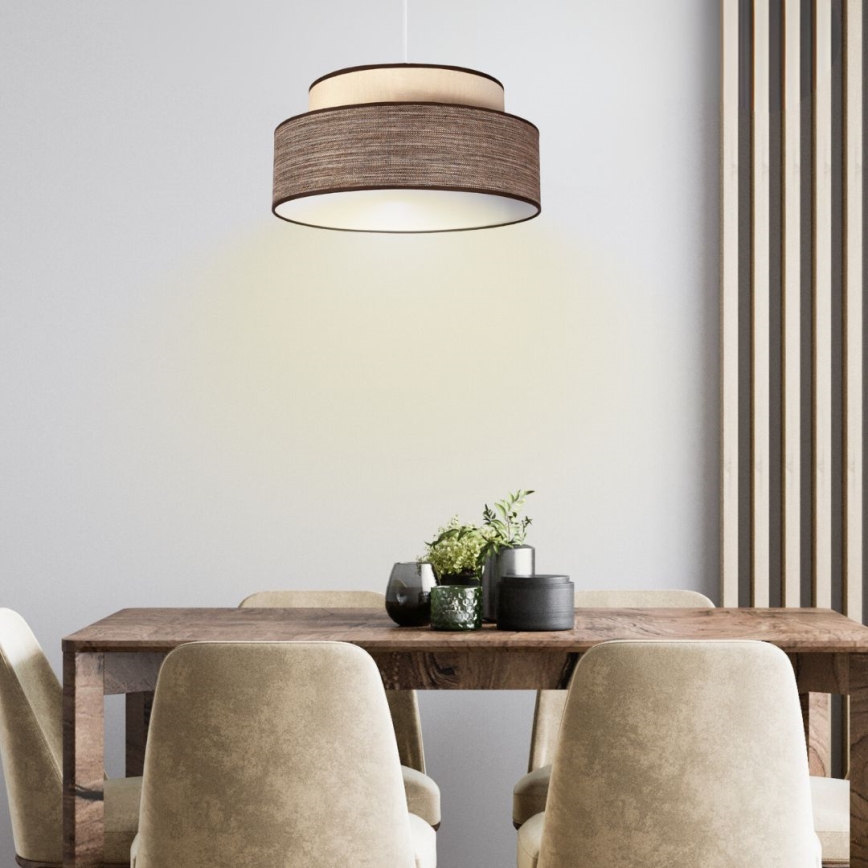 Hanglamp aan een koord GRACE 1xE27/60W/230V diameter 40 cm crème/bruin
