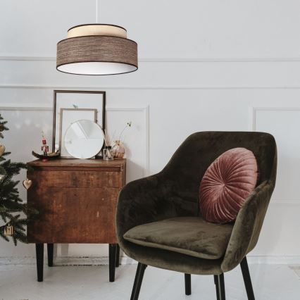 Hanglamp aan een koord GRACE 1xE27/60W/230V diameter 40 cm crème/bruin