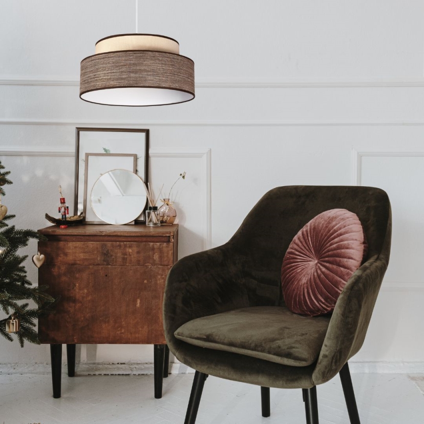 Hanglamp aan een koord GRACE 1xE27/60W/230V diameter 40 cm crème/bruin