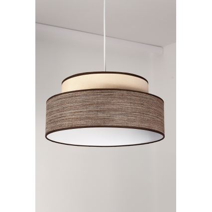 Hanglamp aan een koord GRACE 1xE27/60W/230V diameter 40 cm crème/bruin