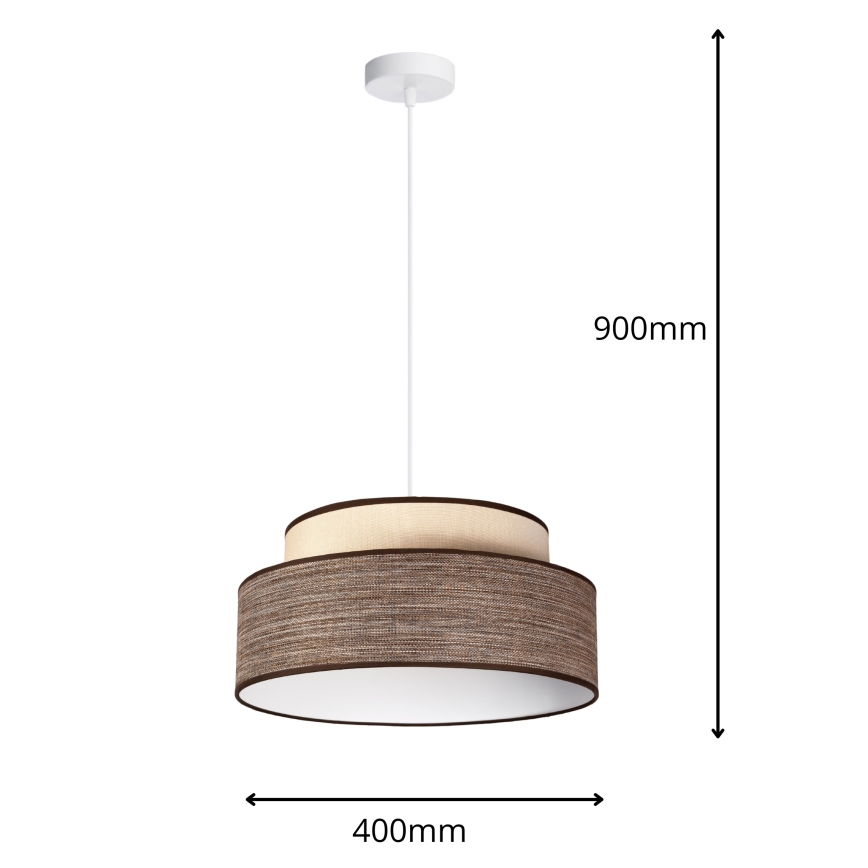 Hanglamp aan een koord GRACE 1xE27/60W/230V diameter 40 cm crème/bruin