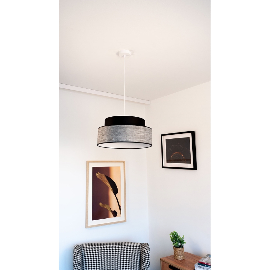 Hanglamp aan een koord GRACE 1xE27/60W/230V diameter 40 cm zwart/grijs