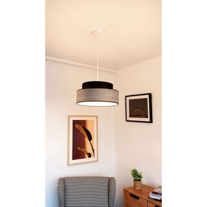 Hanglamp aan een koord GRACE 1xE27/60W/230V diameter 40 cm zwart/grijs