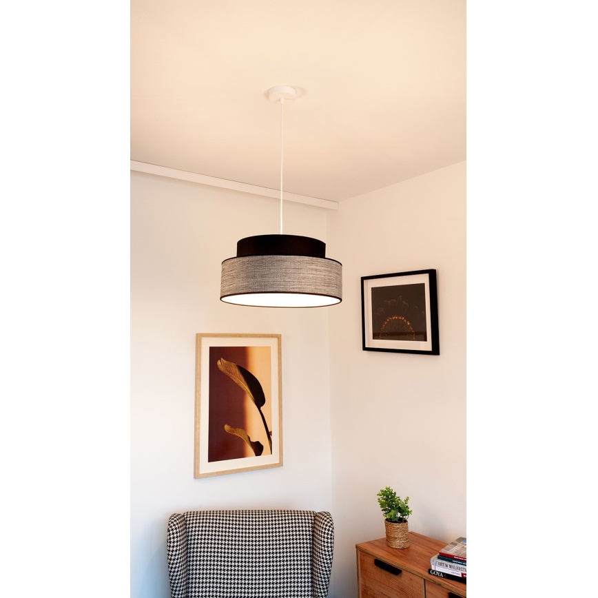 Hanglamp aan een koord GRACE 1xE27/60W/230V diameter 40 cm zwart/grijs