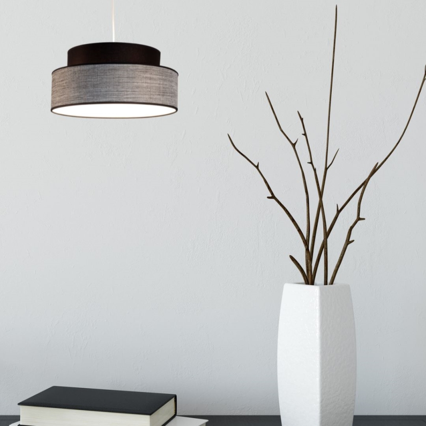 Hanglamp aan een koord GRACE 1xE27/60W/230V diameter 40 cm zwart/grijs