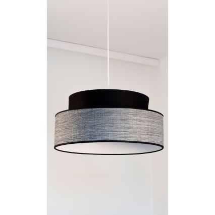 Hanglamp aan een koord GRACE 1xE27/60W/230V diameter 40 cm zwart/grijs