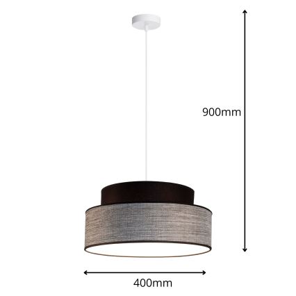 Hanglamp aan een koord GRACE 1xE27/60W/230V diameter 40 cm zwart/grijs