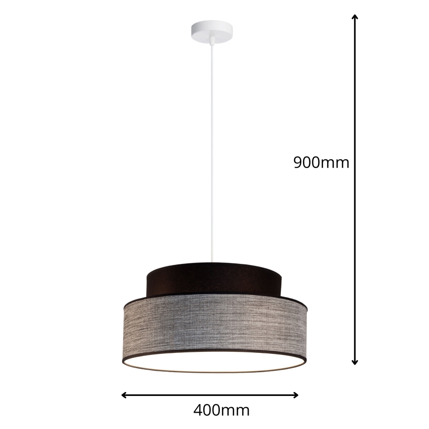 Hanglamp aan een koord GRACE 1xE27/60W/230V diameter 40 cm zwart/grijs