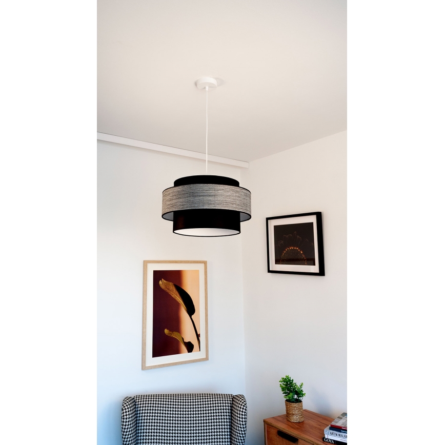 Hanglamp aan een koord GRACE 1xE27/60W/230V diameter 40 cm zwart/grijs