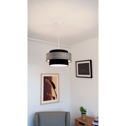 Hanglamp aan een koord GRACE 1xE27/60W/230V diameter 40 cm zwart/grijs