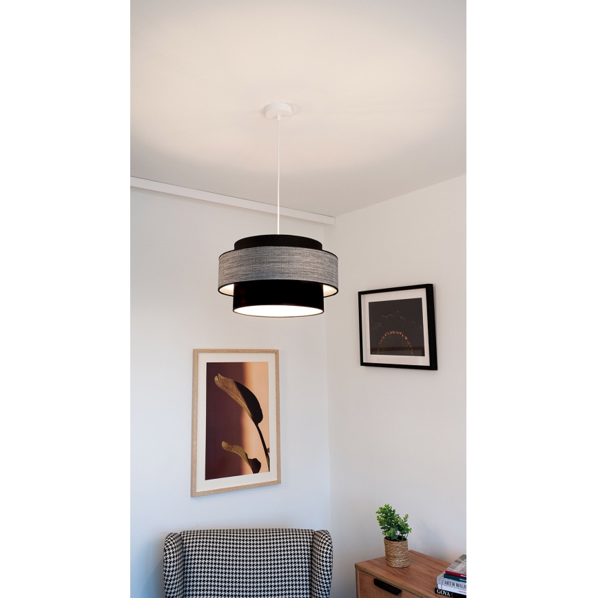 Hanglamp aan een koord GRACE 1xE27/60W/230V diameter 40 cm zwart/grijs