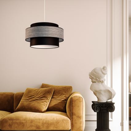 Hanglamp aan een koord GRACE 1xE27/60W/230V diameter 40 cm zwart/grijs
