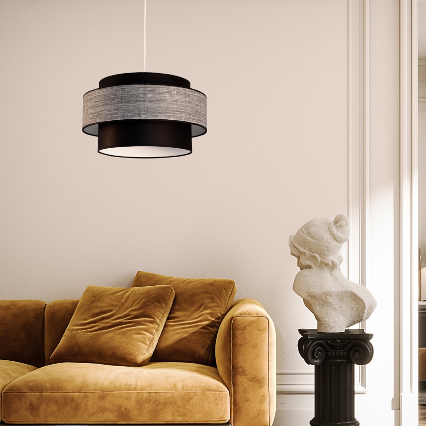 Hanglamp aan een koord GRACE 1xE27/60W/230V diameter 40 cm zwart/grijs