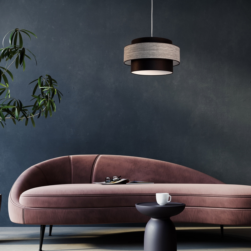 Hanglamp aan een koord GRACE 1xE27/60W/230V diameter 40 cm zwart/grijs