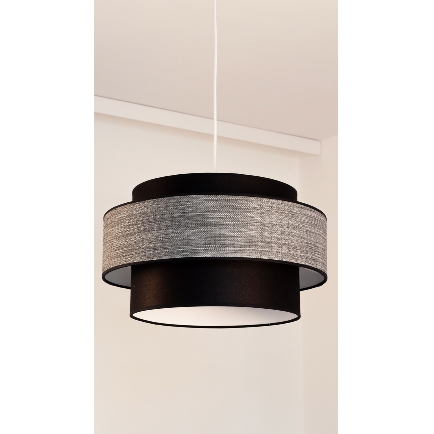 Hanglamp aan een koord GRACE 1xE27/60W/230V diameter 40 cm zwart/grijs