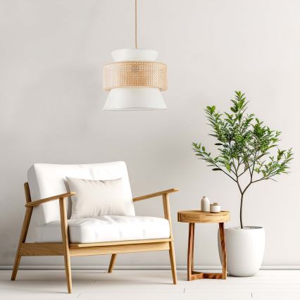 Hanglamp aan een koord GRENADA 1xE27/20W/230V diameter 40 cm beige