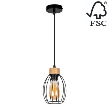 Hanglamp aan een koord GUNNAR 1xE27/60W/230V eiken - FSC-gecertificeerd