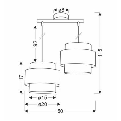 Hanglamp aan een koord HARE 2xE27/60W/230V grijs/mat chroom