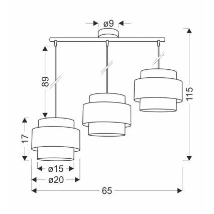 Hanglamp aan een koord HARE 3xE27/60W/230V grijs/mat chroom