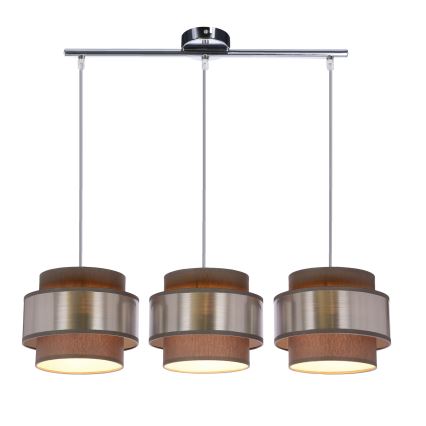 Hanglamp aan een koord HARE 3xE27/60W/230V grijs/mat chroom