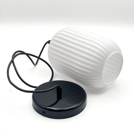 Hanglamp aan een koord HARMA 1xE27/15W/230V diameter 14 cm wit/zwart