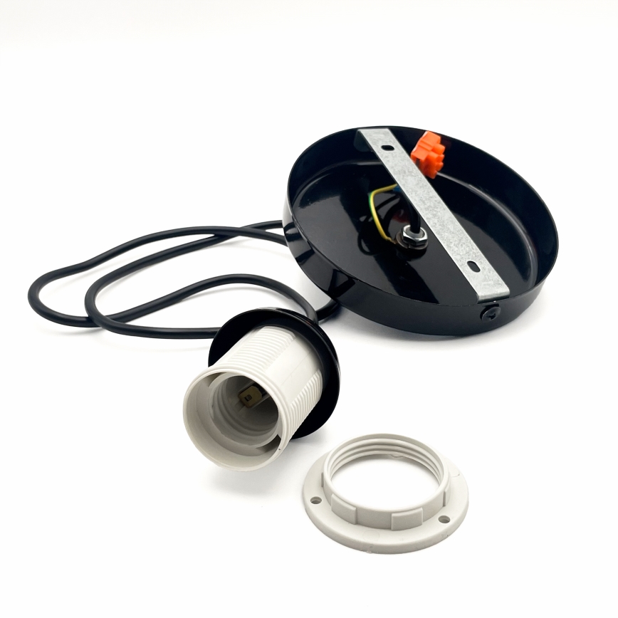 Hanglamp aan een koord HARMA 1xE27/15W/230V diameter 14 cm wit/zwart