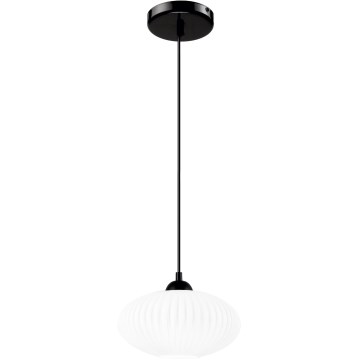 Hanglamp aan een koord HARMA 1xE27/15W/230V diameter 25 cm wit/zwart