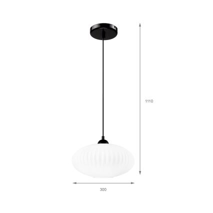 Hanglamp aan een koord HARMA 1xE27/15W/230V diameter 30 cm wit/zwart