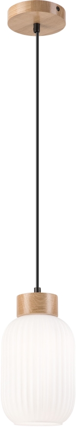 Hanglamp aan een koord HARMONY 1xE27/15W/230V diameter 14 cm wit/eiken