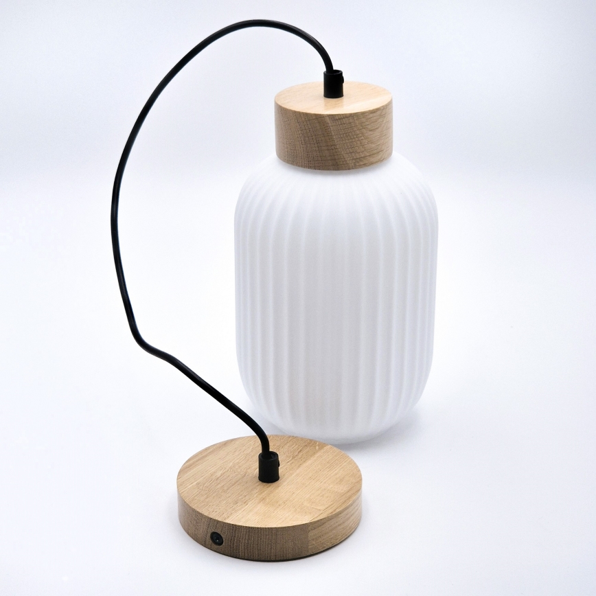 Hanglamp aan een koord HARMONY 1xE27/15W/230V diameter 14 cm wit/eiken