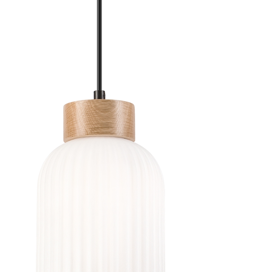 Hanglamp aan een koord HARMONY 1xE27/15W/230V diameter 14 cm wit/eiken