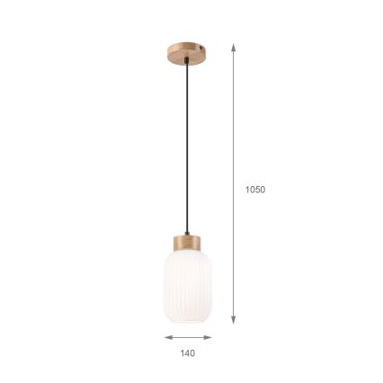 Hanglamp aan een koord HARMONY 1xE27/15W/230V diameter 14 cm wit/eiken