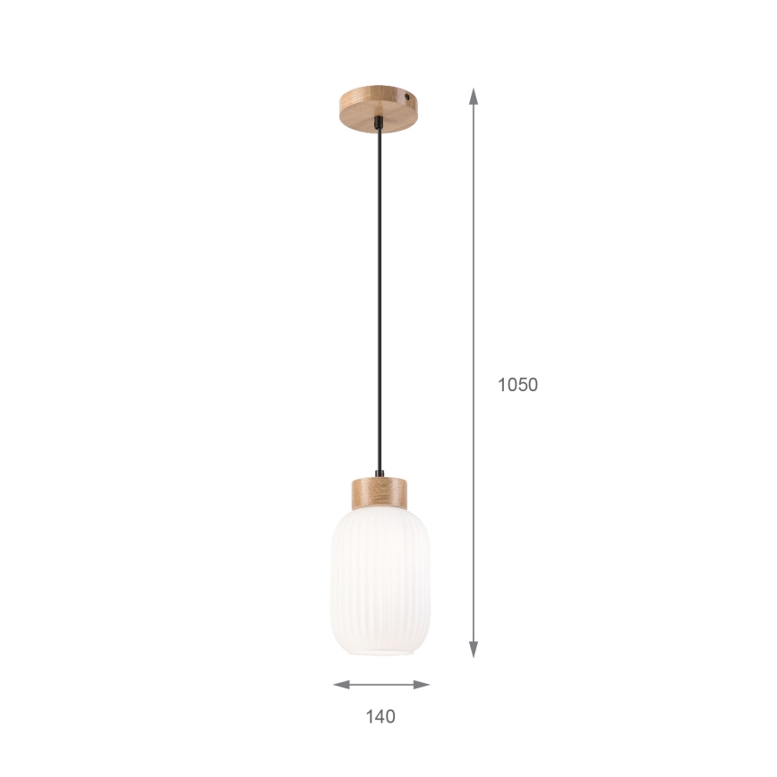 Hanglamp aan een koord HARMONY 1xE27/15W/230V diameter 14 cm wit/eiken