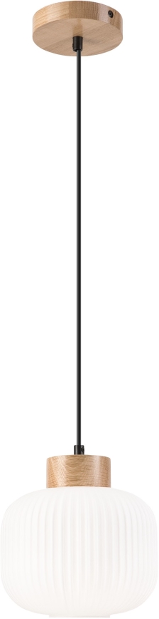 Hanglamp aan een koord HARMONY 1xE27/15W/230V diameter 20 cm wit/eiken